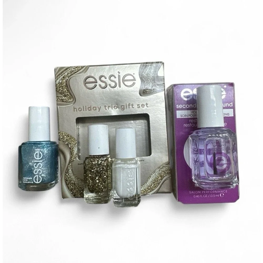 NEW Essie Nail Polish Bundle Sparkle & Shine Holiday 1838  Blue Gold White +